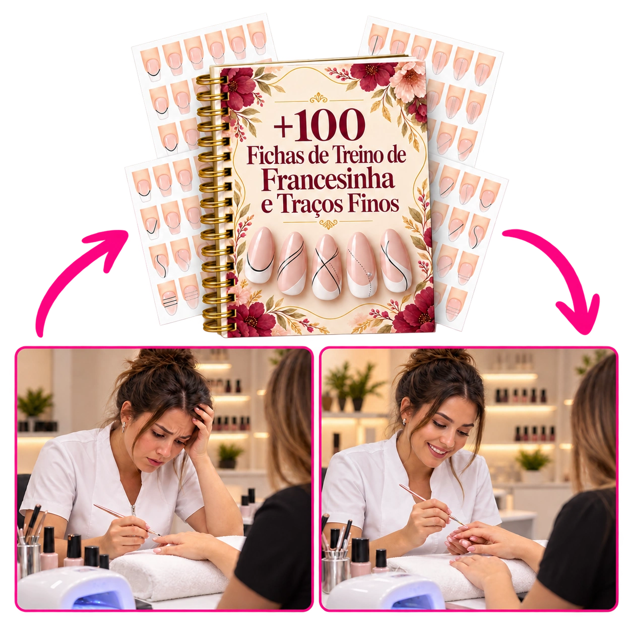 Fichas de Treino de Francesinha e Traços Finos com comparação da prática